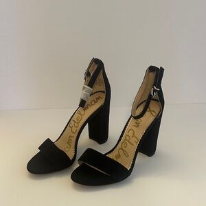 Sam Edelman Black Suede Chunky Heel NWOB US 8.5M EUR 38.5 YARO Sandal‎ Classy